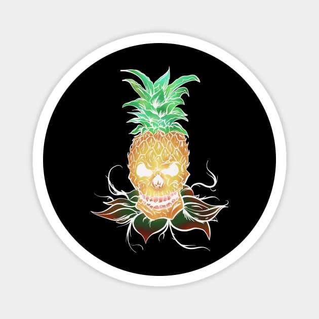 Pineapple Skull White Magnet by Danispolez_illustrations